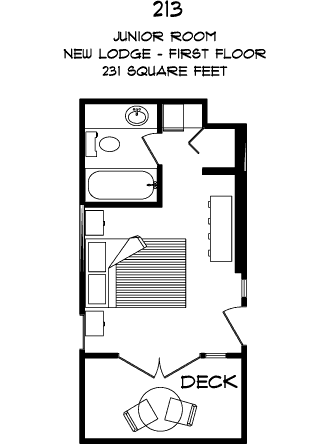#213 Oceanview Queen Junior Room Floorplan