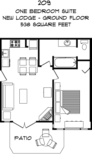 #209 Superior 1 Bedroom Suite Floorplan