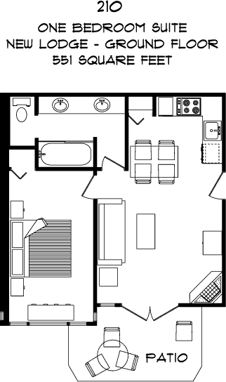 #210 Superior 1 Bedroom Suite Floorplan