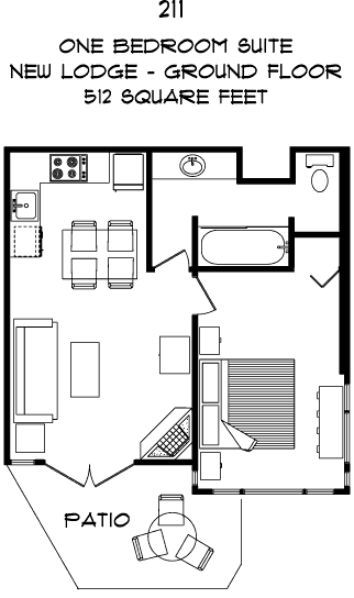 #211 Superior 1 Bedroom Suite Floorplan